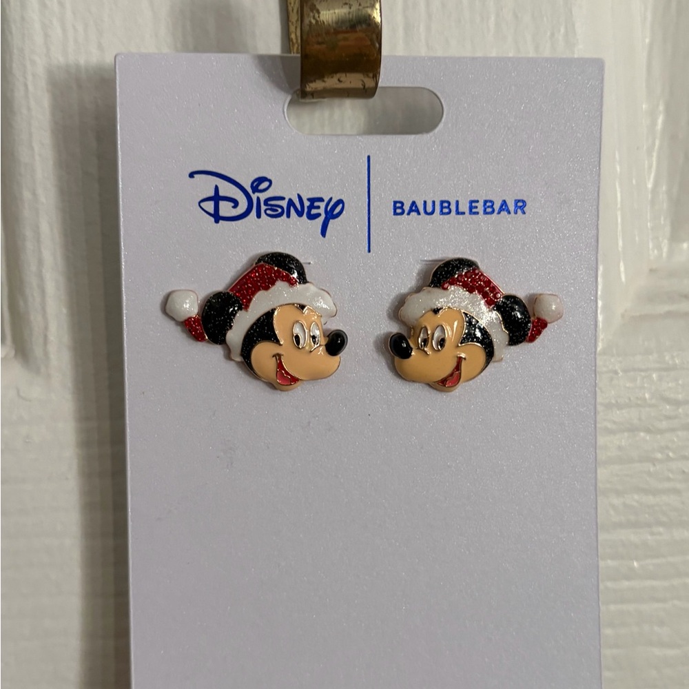 Disney Mickey Mouse Santa Hat Enamel Stud Earrings - Red, Black, Cream